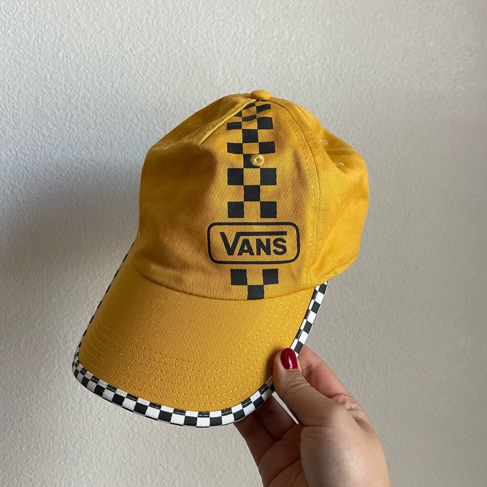 Vans yellow checkered pattern baseball cap